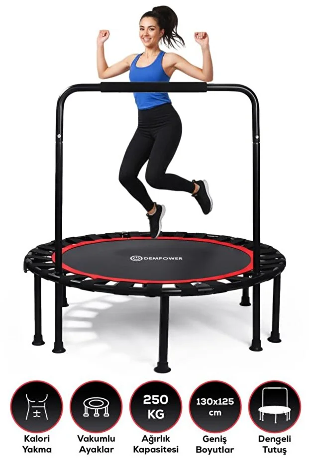 DEMPOWER 250 KG Taşıma Kapasiteli 130x125 cm Katlanabilir Destekli Trambolin